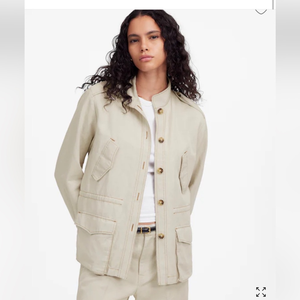 Madewell NWT Cinched Utility Jacket in Italian jLinen Twill in bone women’s XL